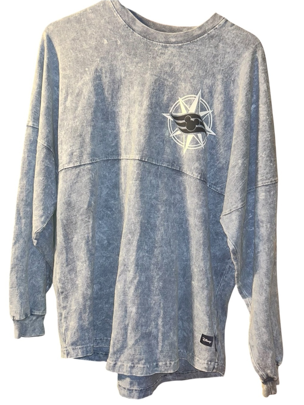 SPIRIT JERSEY Walt Disney Cruise Line t-shirt Indigo acid washed denim top Large